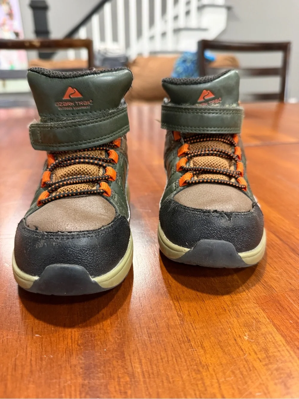 Ozark Trail Kids Olive Green and Orange Hiking Sneakers-Toddler 7